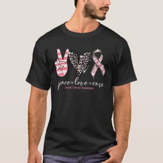 Peace Liebe heilen rosa Ribbon Brustkrebs-Auszeich T-Shirt