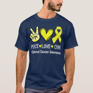 Peace Liebe heilen rosa Ribbon Kindheitskrebs Awar T-Shirt