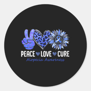 Peace Liebe heilt Alopezie Awareness Blue Sonnenbl Runder Aufkleber