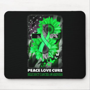 Peace Liebe heilt Bile Duct Cancer Awareness Sunfl Mousepad