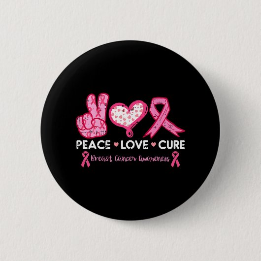 Peace Liebe heilt Brustkrebs-Bewusstseinsforschung Button (Vorderseite)