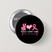 Peace Liebe heilt Brustkrebs-Bewusstseinsforschung Button (Vorne & Hinten)