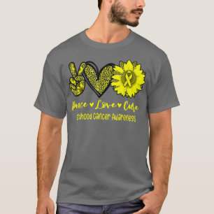 Peace Liebe heilt Sonnenblumen-Ribbon-Kinderkrebs T-Shirt