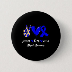 Peace Liebe Heilung Alopezie Blauer Schleim Bewuss Button
