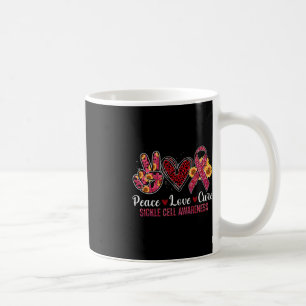 Peace Liebe Heilung Burgunder Ribbon Sickle Cell A Kaffeetasse