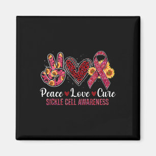 Peace Liebe Heilung Burgunder Ribbon Sickle Cell A Magnet