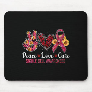 Peace Liebe Heilung Burgunder Ribbon Sickle Cell A Mousepad