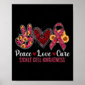 Peace Liebe Heilung Burgunder Ribbon Sickle Cell A Poster (Vorne)