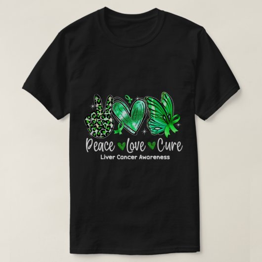 Peace Liebe Heilung Butterfly Leberkrebs Bewusstse T-Shirt (Design vorne)