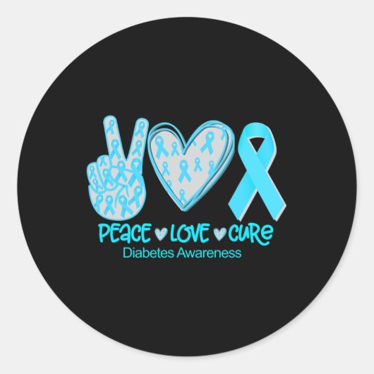 Peace Liebe Heilung Diabetes Awareness Geschenk Runder Aufkleber (Vorderseite)