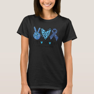 Peace Liebe Heilung Diabetes Awareness Leopard Blu T-Shirt