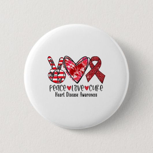 Peace Liebe Heilung Gefärbte Krawatte Herzerkranku Button (Vorderseite)