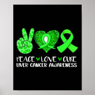 Peace Liebe Heilung Leberkrebs Bewusstsein Grüner Poster