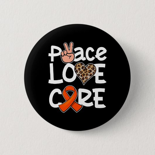 Peace Liebe Heilung Orange Ribbon Leukämie Bewusst Button (Vorderseite)