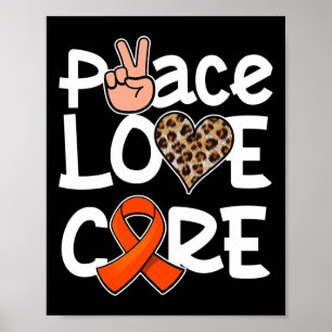 Peace Liebe Heilung Orange Ribbon Leukämie Bewusst Poster