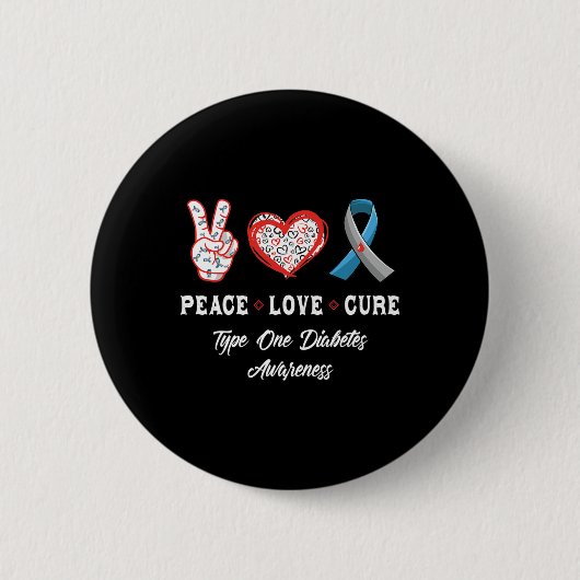 Peace Liebe Heilung Typ 1 Diabetes Bewusstsein Män Button (Vorderseite)