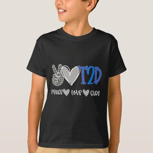 Peace Liebe Heilung Typ Zwei Diabetes Bewusstsein T-Shirt (Vorderseite)
