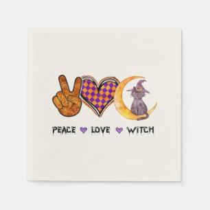Peace Liebe Hexe - Halloween-Design Serviette