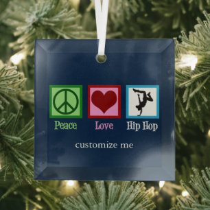 Peace Liebe Hip Hop Custom Christmas Ornament Aus Glas