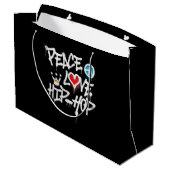 Peace Liebe Hip Hop Dancing Große Geschenktüte (Rückseite Schrägansicht)