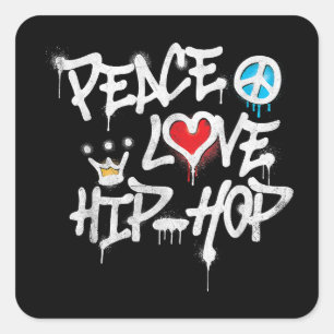 Peace Liebe Hip Hop Dancing Quadratischer Aufkleber