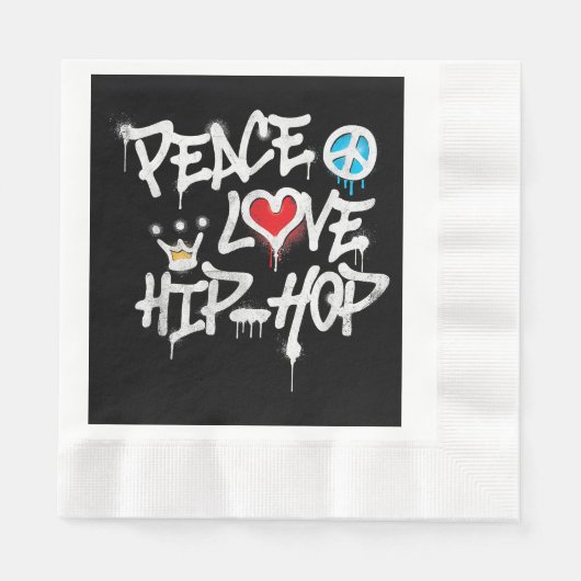 Peace Liebe Hip Hop Dancing Serviette (Vorderseite)