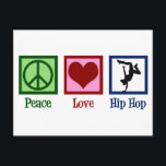 Peace Liebe Hip Hop Postkarte<br><div class="desc">Peace Liebe Hip Hop. Ein cooles Hip-Hop-Musikgeschenk für einen Break-Tänzer oder Hip-Hop-Künstler.</div>