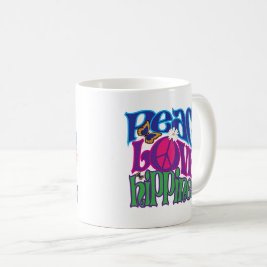 Peace Liebe Hippieness 11oz Kaffeetasse (VorderseiteRechts)