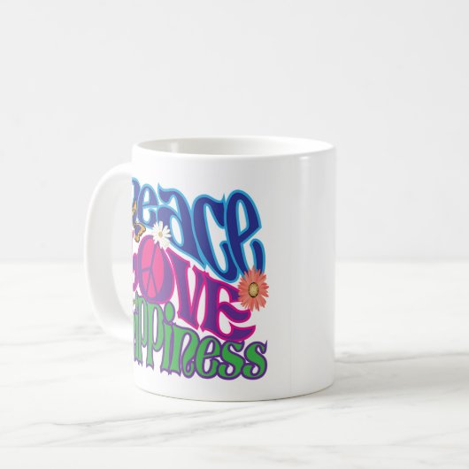 Peace Liebe Hippieness 11oz Kaffeetasse (Vorderseite Links)