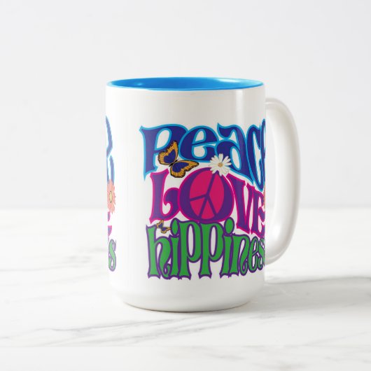Peace Liebe Hippieness 15oz Zweifarbige Tasse (VorderseiteRechts)