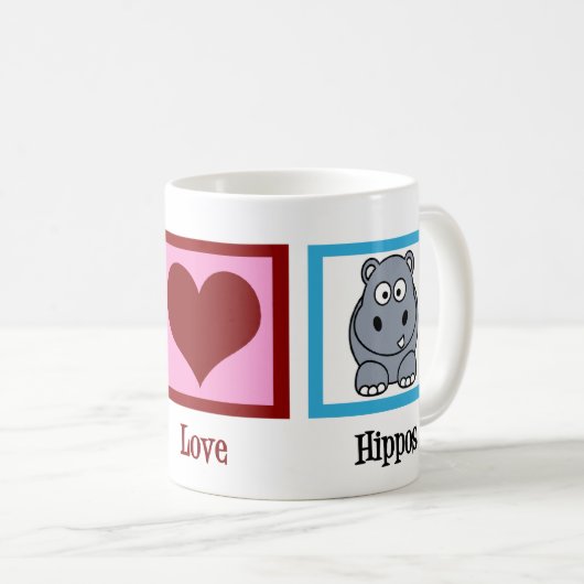Peace Liebe Hippos Kaffeetasse (VorderseiteRechts)