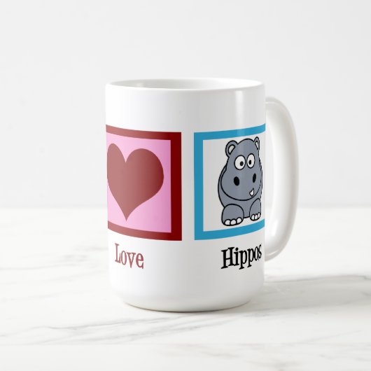 Peace Liebe Hippos Niedlich Hippo Kaffeetasse (VorderseiteRechts)