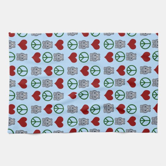 Peace Liebe Hippos Niedliches Hippo-Muster Geschirrtuch (Horizontal)
