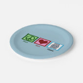 Peace Liebe Hippos Pappteller (Schrägansicht)