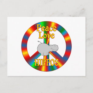 Peace Liebe Hippos Postkarte