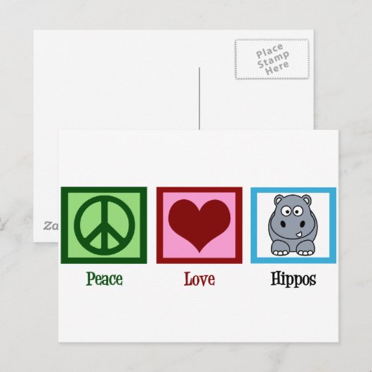 Peace Liebe Hippos Postkarte (Vorne/Hinten)