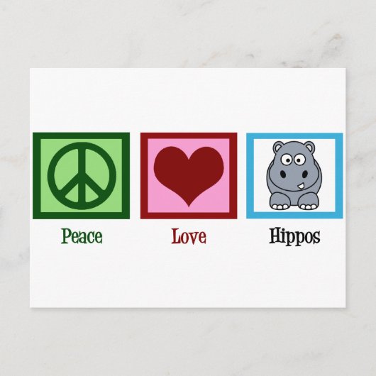 Peace Liebe Hippos Postkarte (Vorderseite)