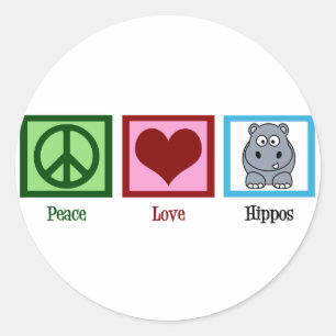 Peace Liebe Hippos Runder Aufkleber