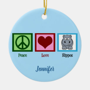 Peace Liebe Hippos Weihnachten Keramik Ornament