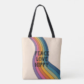 Peace Liebe Hippy Retro 60er Blume Pattern Tasche (Rückseite)