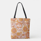 Peace Liebe Hippy Retro 60er Blume Pattern Tasche (Rückseite)