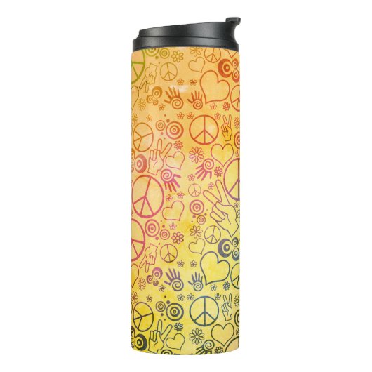 Peace Liebe Hippy Symbol Design Thermosbecher (Nach links gedreht)