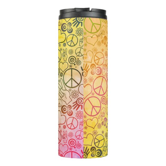 Peace Liebe Hippy Symbol Design Thermosbecher (Rückseite)