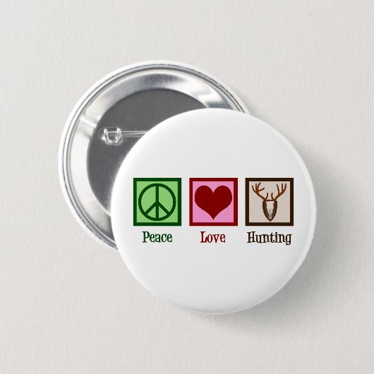 Peace Liebe Hirsche Jagen Button (Vorne & Hinten)