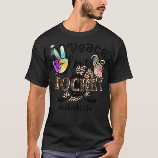 Peace Liebe Hockey Auntie Life Mama Oma Leopard T-Shirt