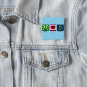 Peace Liebe Hockey (Goalie Mask) Niedlich Button (Beispiel)