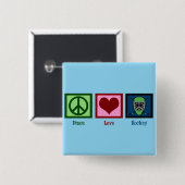 Peace Liebe Hockey (Goalie Mask) Niedlich Button (Vorne & Hinten)