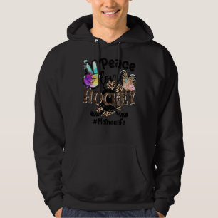 Peace Liebe Hockey Mother Life Mama Oma Leopard Hoodie