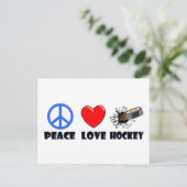 Peace Liebe Hockey Postkarte (Stehend Vorderseite)