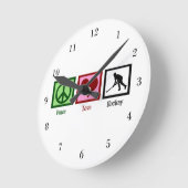 Peace Liebe Hockey Runde Wanduhr (Winkel)